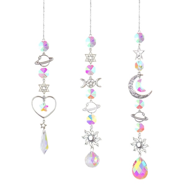 Hängande Crystal Moon Catcher Hängen Wind Chimes Regnbågsprisma Fönster Drop Bell Julgran Heminredning Suncatcher Kristalle- Perfet