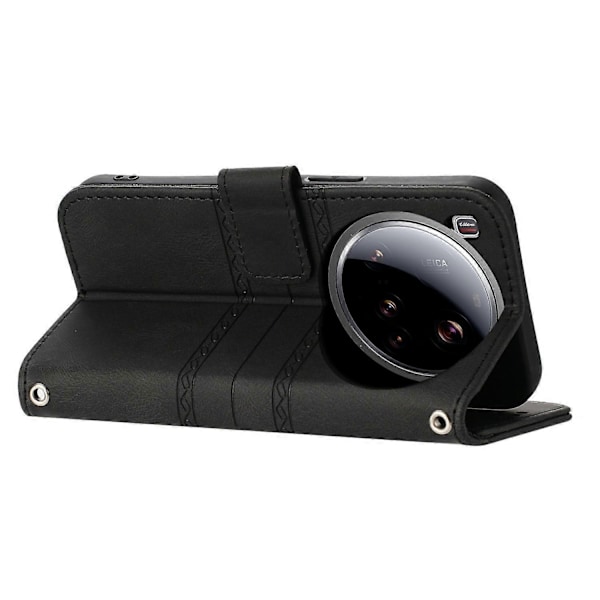 Yhteensopiva Xiaomi 15 Ultra Kotelon kanssa Lompakko Ihoa koskettava Nahka Painettu Puhelinkotelo - Punainen-Perfet Black