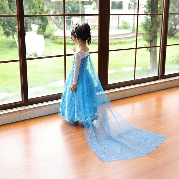 Barn Flickor Blå Klänning Kostym Prinsessklänningar Fancy Cosplay-Perfekt Aqua blue 130