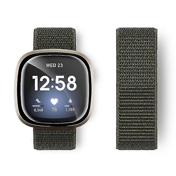 Kompatibel med Fitbit Versa 4/Sense 2 Myke Nylon Klokkereimer Sport Loop Erstatningsarmbånd s202412242730-Perfet Army Trouser Khaki