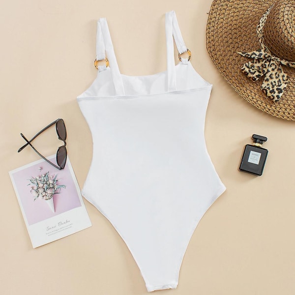Ny sexig baddräkt av hög kvalitet i enfärgad bikini dam - Perfet white M