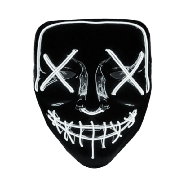 The Purge El Wire Halloween LED Mask Sort (Hvid) - Perfet