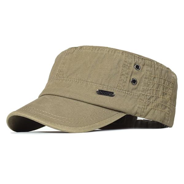 Pestyt puuvillaiset sotilaalliset lippalakit miehille cap Ainutlaatuinen muotoilu vintage litteä silinteri, khaki - täydellinen color