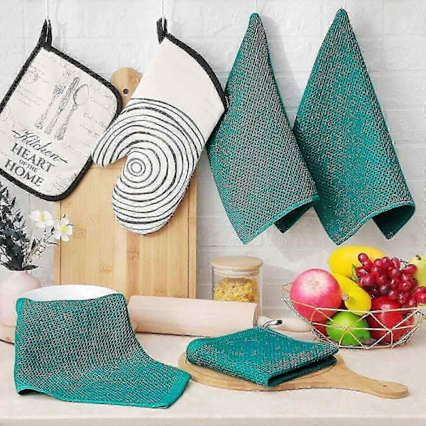 6-pack 100% Bomull Frotté Köksdukar - Hängögla för Disk och Köksrengöring - Perfekt Blue-green 34*34cm