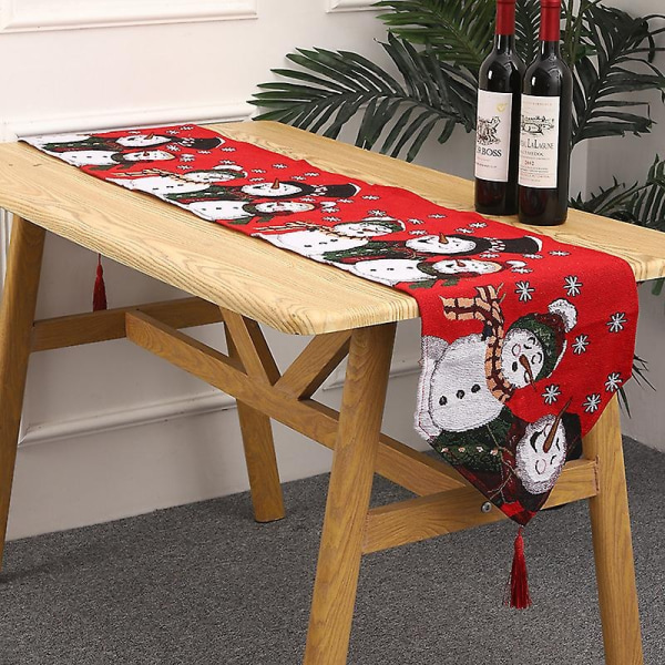 Nytt bordflagg liten treduk, julekjøkkenborddekorasjon, for innendørs og utendørs familiefestdekorasjon 180x35cm