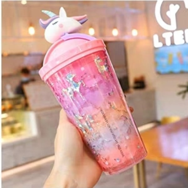 Unicorn Ice Cup Gradient Girl Heart Straw Cup pink