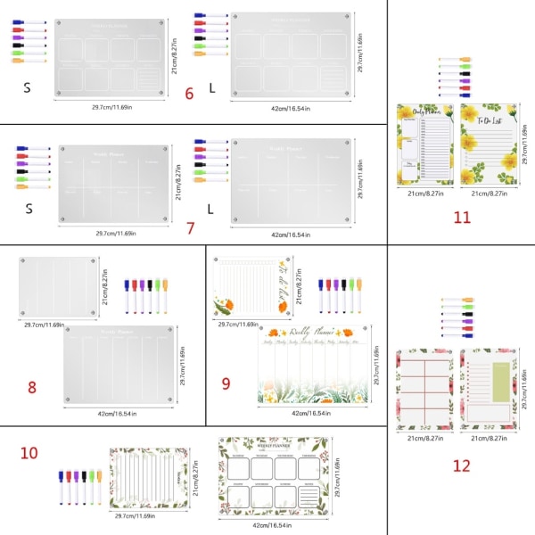 Akryl Magnetic Weekly Planner Kalender til Køleskab Dry Erase Board - Perfet null - TYU052 Small