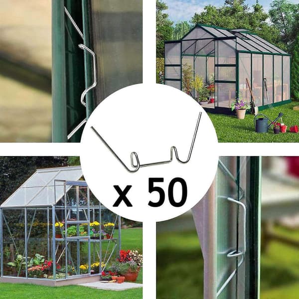 50 stk. drivhusclips i rustfrit stål, fjederclips til glasrammer - Perfekt