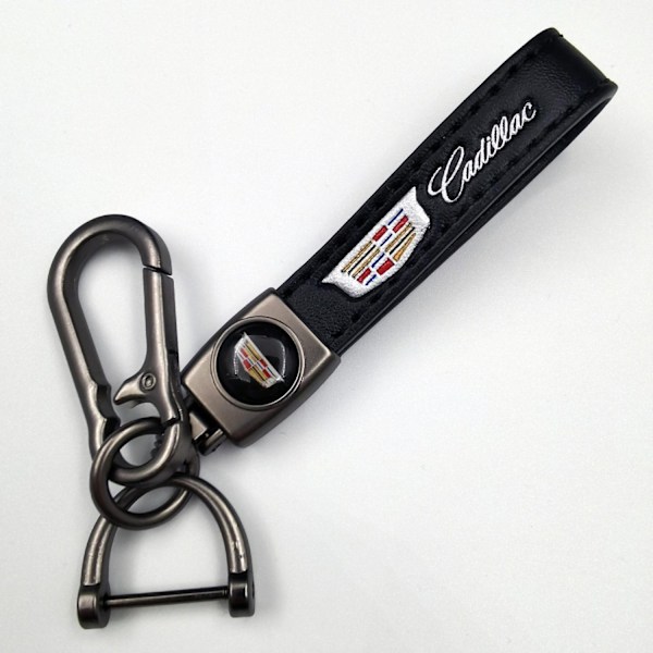 Læder Nøglering til Bil | Metal Finish | Robust Nøglering | Nøglering og Krogbeslag - Perfekt Silver Hardware Cadillac