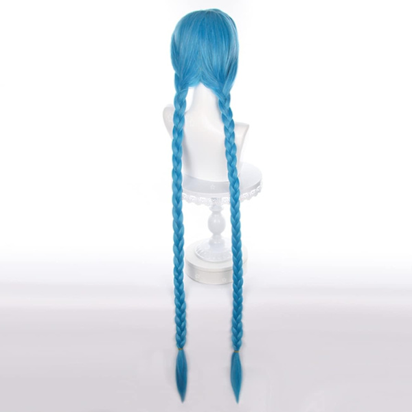 LOL Character Jinx Cosplay Parykk Blå Lang Parykk 120cm Y - Perfet