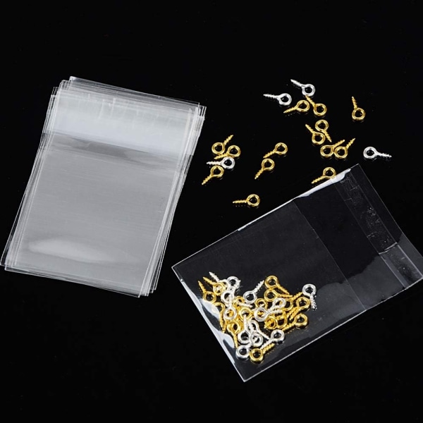 100 mini smyckespåsar genomskinliga plastpåsar 6 * 6cm små - Perfet