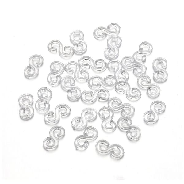 1000 st klara plast S-clips gummibandsspännen - Perfekt Transparent