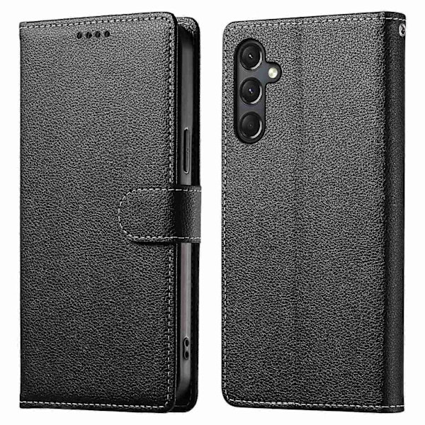 Yhteensopiva Samsung Galaxy A24 4G (162.1 x 77.6 x 8.3mm) Kotelo Nahkainen Lukko Lompakko Jalusta Puhelinkotelo - Perfet Black