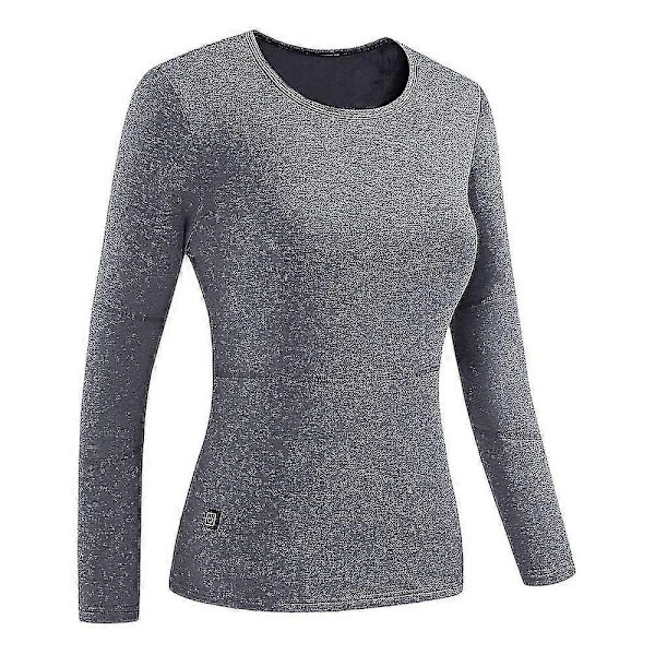 Vinteruppvärmd Termisk Jacka 28 Områden Vandringskläder Skiddräkter Uppvärmda Kläder Uppvärmda Underkläder-Perfekt Women gray top XXXL