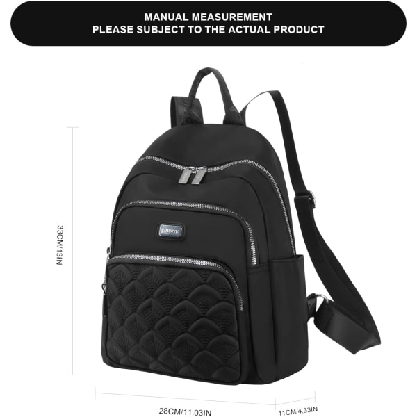 ryggsäck för kvinnor Nylon Casual Ryggsäckar (svart) - Perfet