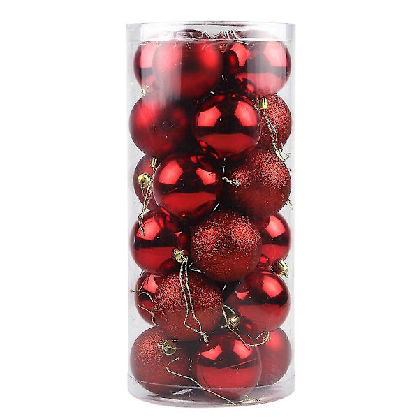 24 Julekugler i en Spand 6cm - Perfekt Red