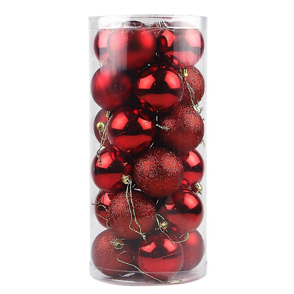 24 Julgranskulor i en hink 6cm - Perfekt Red