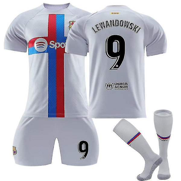 Lewandowski #9-trøye 2022-2023 fotball-t-skjorter for ny sesong 2223 Barcelona Hjem Voksne Barn Komfort - Perfet 2223 Barcelona Second Away Kids 24(130-140CM)