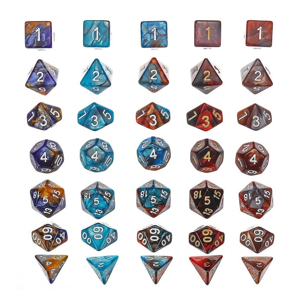35 kpl metallin monitahoinen set Dungeons & Dragons Dice -roolipelille - Perfet