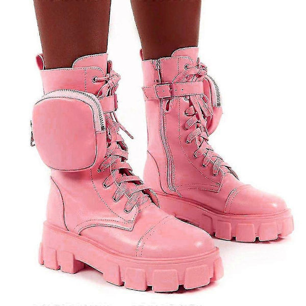 Plattformkängor i storlek Plus för kvinnor - Perfet Pink 42