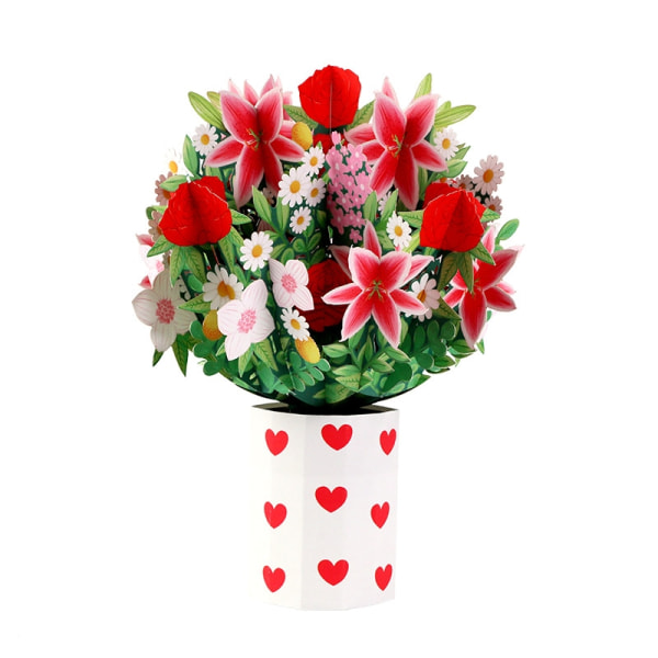 Alla hjärtans rosor liljor blommor mors dag 3D gratulationskort as picture