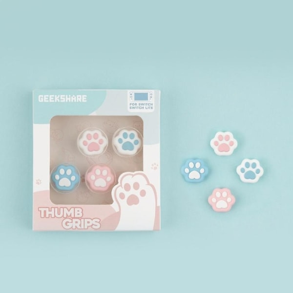 Formad Cat Claw Thumb Grip Cap Silikon Mjukt cover Controller Thumbstick- case För Nintendo Switch Oled Joycon Ns LitePink Blue- Perfet