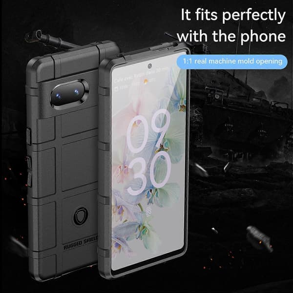 Kompatibel med Pixel 7 Full Coverage Stötsäkert TPU-telefonfodral - Perfet Black