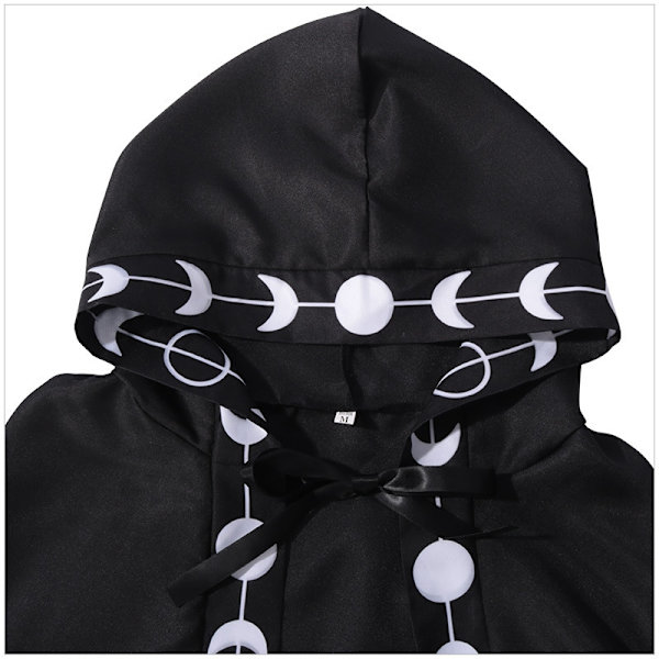 Unisex Moon Phases Kirjonta hupullinen viitta Mystinen keskiaikainen renessanssin pitkä viitta - Perfet red XL