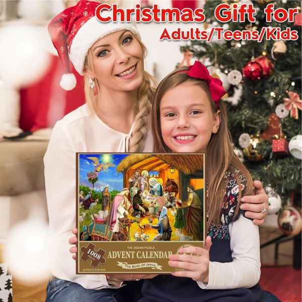 2023 Adventskalenderpuslespill for barn og voksne 1008 puslespillbrikker 24-dagers julenedtellingskalender Familiespill