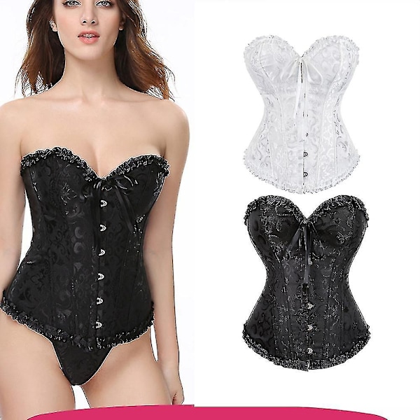 Kvinders Snørebånds-Overbust Korset Bustier Lingeri Bodyshaper Top Prinsesse Korset - Hvid Hvid-xs-Perfet White -xxxl