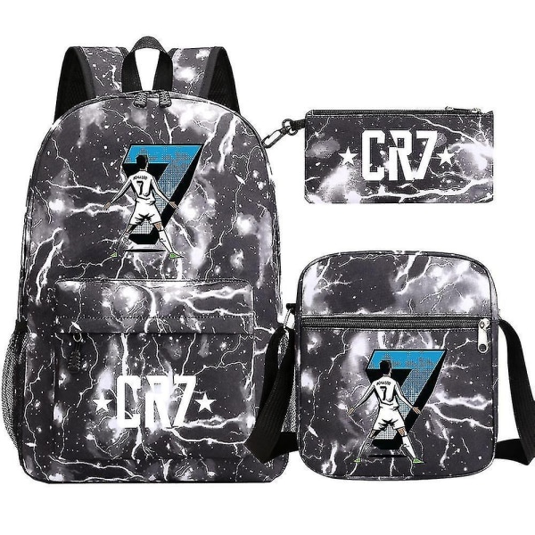 Fotboll Ronaldo Cr7 Ryggsäck 3st/ set Skolväskor För Flickor Pojke Laptop Reseryggsäck Kvinnor Ryggsäck Axelväskor Case[HK]- Perfet 7
