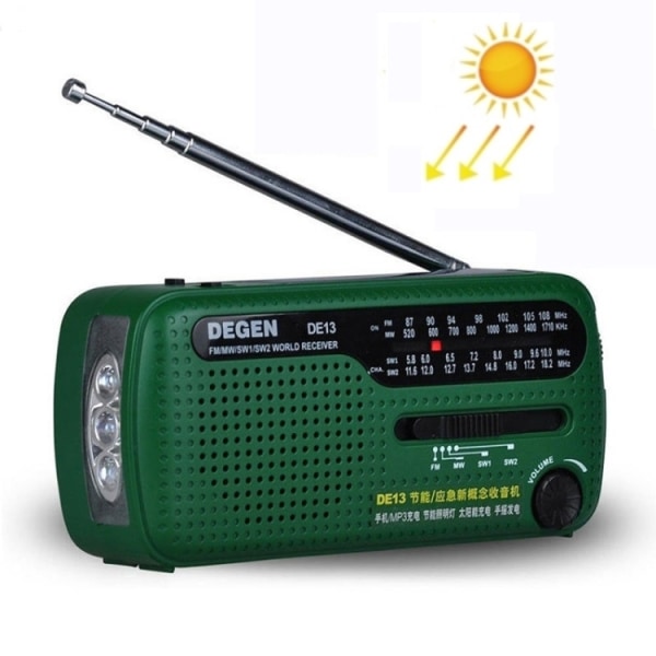 Hätäradio / Kampiradio aurinkopaneelilla ja käsikammalla Dynamo - Perfet