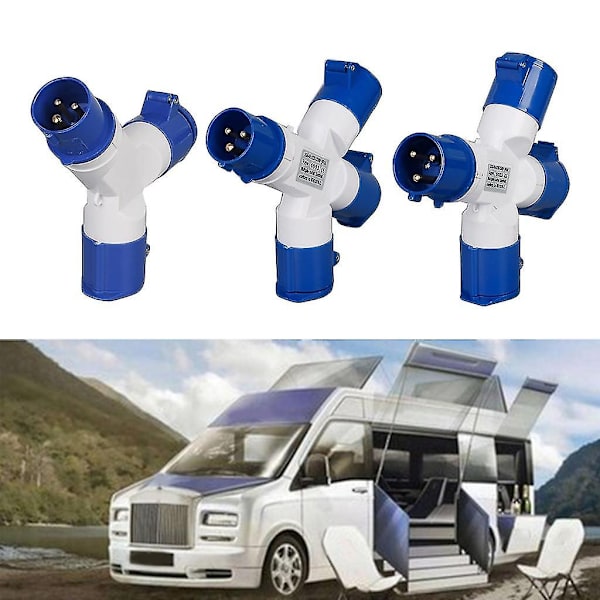 16A Camping Caravans Enkelt till 2/3-vägs Elanslutning Splitter Adapter - Perfekt A