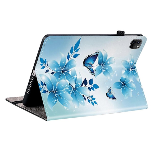 Læder Etui Kompatibelt med iPad Air 11 (2025) (2024) Air (2022) (2020) Pro 11 (2022) Mønsterprintet Tablet Co-Perfet Blue Butterfly
