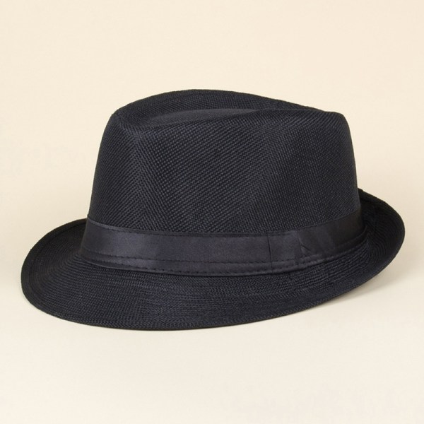 Retro hatt för män med bred brätte Vintage cap utomhus bowler hattar - Perfet Black