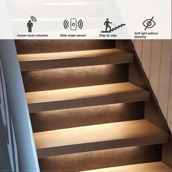 Dimbar LED-kontroller för trappor, 16 kanaler, dubbel PIR-rörelsesensor, stegljusremsa, trappkontroller för lampremsa (A)-Perfet B