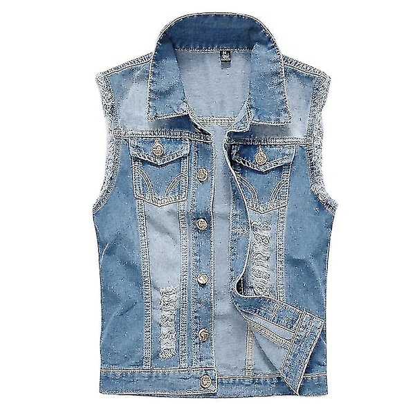 Stranger Things Eddie Munson Cosplay Kostym Hellfire Club Denim Väst Ärmlös Jacka Rock Vuxen Män Halloween-Perfekt A XL