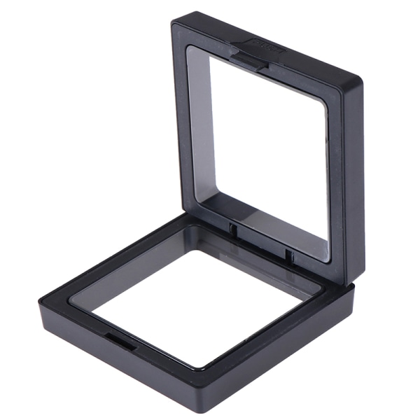 70*70 mm svart 3D flytende smykker mynt display ramme holder boks - Perfet Black One Size