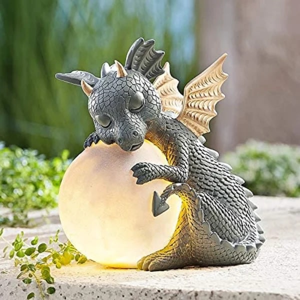 Dragon Statue Havefigur Powered LED-lys Udendørs - Perfet