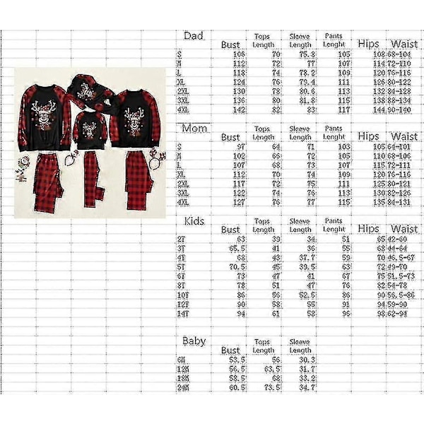 Julpyjamas för Mamma, Pappa och Barn - Familjematchande Julpyjamas - Festliga Pyjamas Set - Perfekt Baby-24M