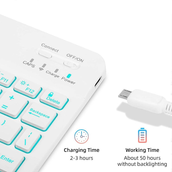 Kompatibel med Samsung Galaxy Tab A9+ Læder Etui med Aftageligt RGB Baggrundsbelyst Tastatur - Perfekt Style B