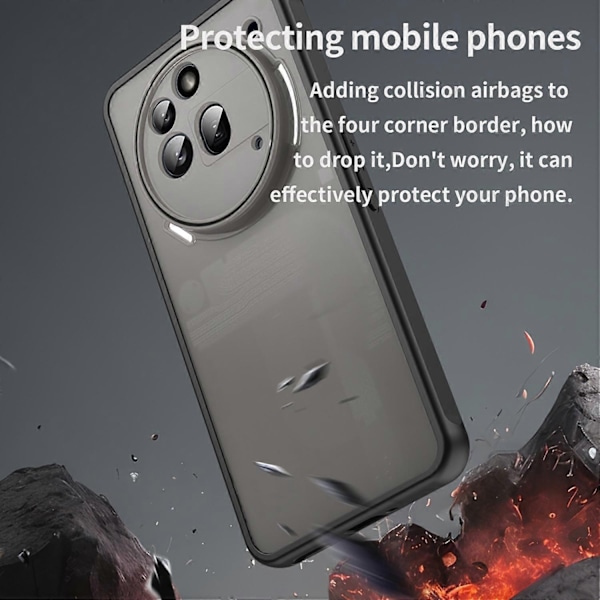 Kompatibelt med Nothing Phone (3a) Pro Skal Fallsäkert med Airbags Frostat Genomskinligt PC TPU Telefonskal - Pur-Perfet Black