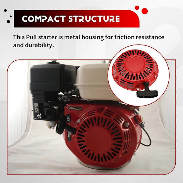 Trækstartsamling Kompatibel med Honda GX200 GX160 Rekylstarter 5.5 6.5HK Motor med Buet Stang Pal 28400-Perfet