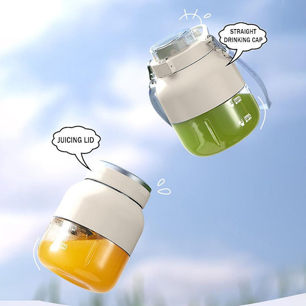Bærbar dual-use juice kop med to låg USB opladningsmixer blender til udendørs brug White