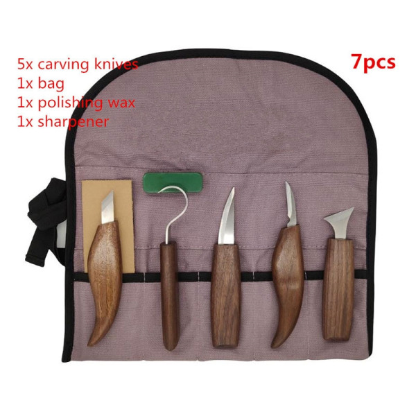 träsnideri verktyg manuell träbearbetning snideri knivar skrot trä - Perfet 7pcs