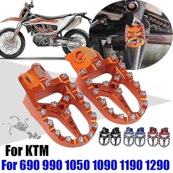 Fodstøtter Fodpinde Fodpedaler Kompatible med Ktm 690 Enduro Smc R 950 Super Moto R 990 1050 1090 1190 1290 Adventure R S T Fodpinde - Perfekt Blue