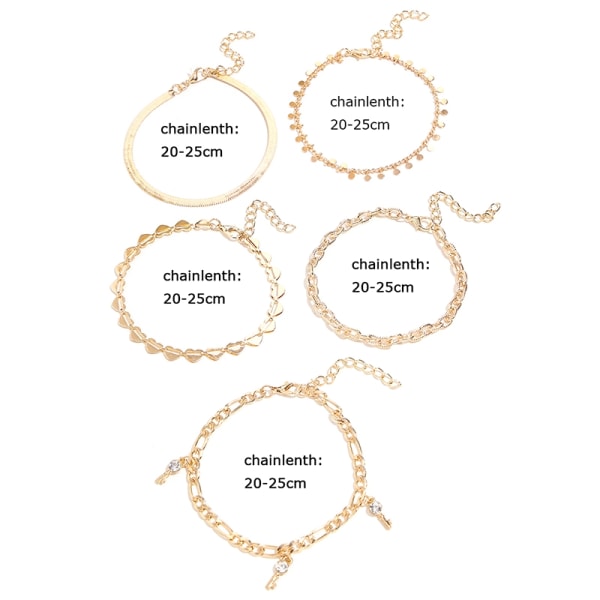 5 stk/sett Sexy Bohemia Gold Chain Anklet for Women Jewelr - Perfet