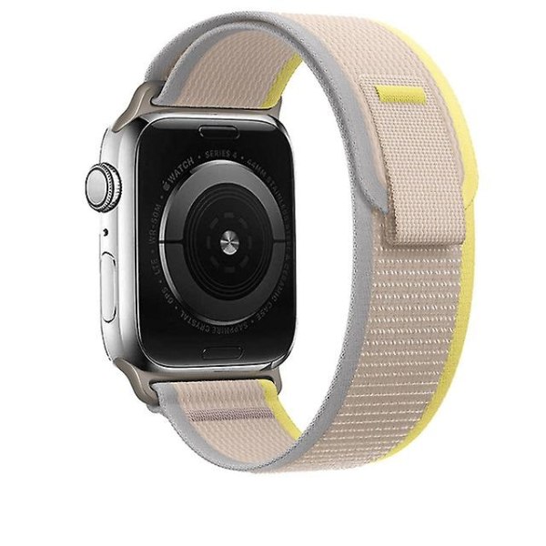 Velegnet til Trail Loop Strap til Apple Watch Band Ultra 8 7 6 5 3 Ur 49mm 45mm 40mm 44mm 41mm 42mm 38mm Nylon Correa Armbånd Iwatch Series Watch Yellow with Beige 42mm 44mm 45mm 49mm