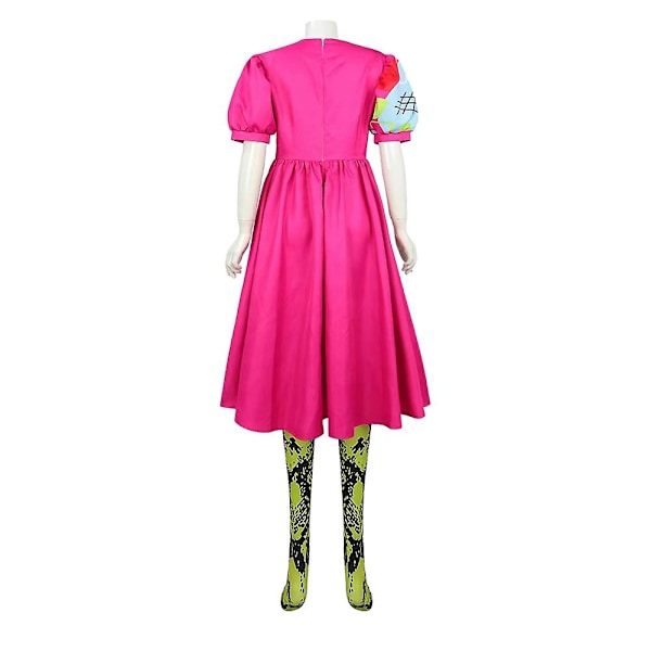Kvinnors Film Weird Barbie Cosplay Dräkter Klänning och Strumpor Halloween Karneval Kostym Fancy Dress Up-Perfet S