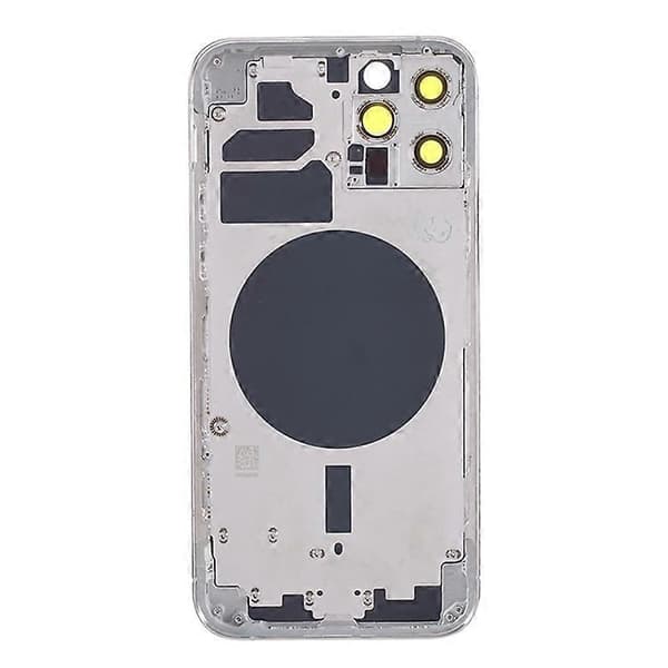 Kompatibel med iPhone 12 Pro Bak Batterideksel + Midtre Plate Ramme + Sideknapper Erstatning, EU-versjon (med CE-logo) - Perfekt Silver